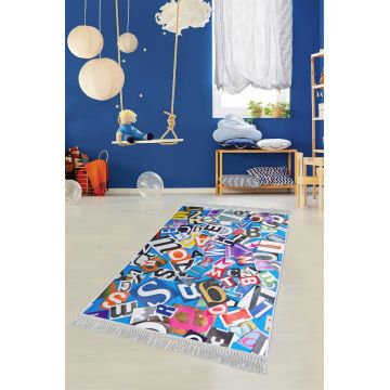 Covor de hol, ELS617, 100x150 cm, Catifea, Multicolor