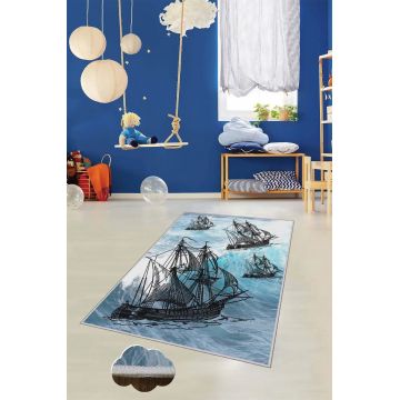 Covor de hol, HMNT463, 100x150 cm, Poliester, Multicolor ieftin