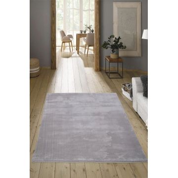 Covor de hol, HMFPUFY-3 DİK, 80x250 cm, Poliester, Gri deschis