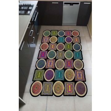 Covor de hol, HMNT959, 80x300 cm, Poliester, Multicolor