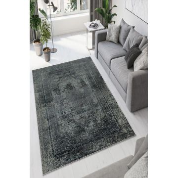 Covor de hol, W932, 80x150 cm, Poliester, Gri inchis ieftin