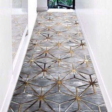 Covor, 1093, 100x250 cm, Poliester, Gri / Auriu Covor, 1093, 100x250 cm, Poliester, Gri / Auriu