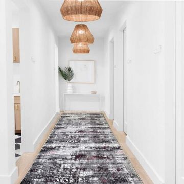 Covor de hol, 1040, 150x150 cm, Poliester, Gri/Roz