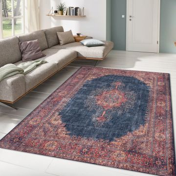 Covor de hol, Dark Blue AL 26 , 75x150 cm, Poliester , Multicolor ieftin