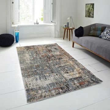 Covor, FE351, 200x290 cm, Poliester, Crem / Albastru