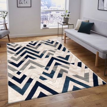 Covor, H776, 120x180 cm, Polipropilena, Albastru / Crem / Bej Covor, H776, 120x180 cm, Polipropilena, Albastru / Crem / Bej