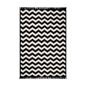 Covor reversibil Cihan Bilisim Tekstil Zig Zag 80 x 150 cm, alb-negru