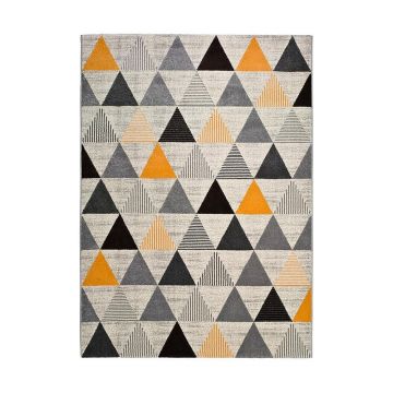 Covor Universal Leo Triangles, 160 x 230 cm, gri-portocaliu ieftin