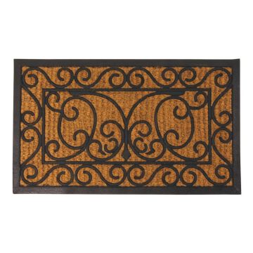 Covoraș intrare din cauciuc și fibre de cocos Esschert Design Ornamental, 44,5 x 74,5 cm