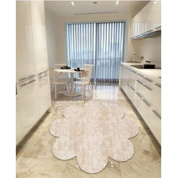 Covor, Daisy Plush Pattern, 120x120 cm, Poliester, Bej