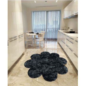 Covor, Daisy Plush Pattern, 120x120 cm, Poliester, Gri inchis