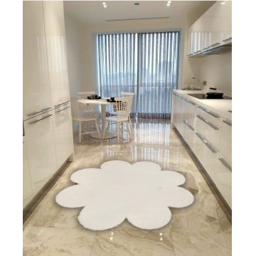 Covor, Daisy Plush, 150x150 cm, Poliester, Alb