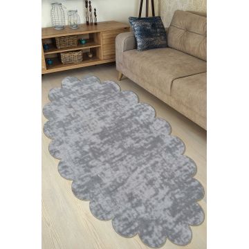 Covor de hol, Ellipse Daisy Pattern, 100x150 cm, Poliester, Gri deschis
