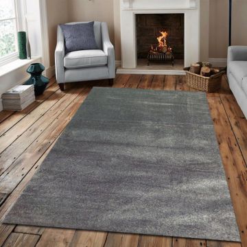 Covor de hol, Machine Plain, 80x150 cm, 30% poliester/70% polipropilena, Gri