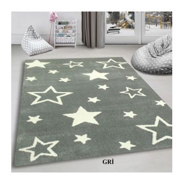 Covor de hol, Machine Star, 80x150 cm, 30% poliester/70% polipropilena, Gri