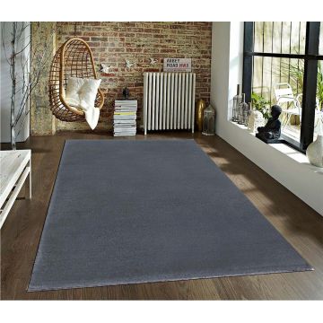 Covor, Soft Plush, 80x150 cm, Poliester, Gri inchis