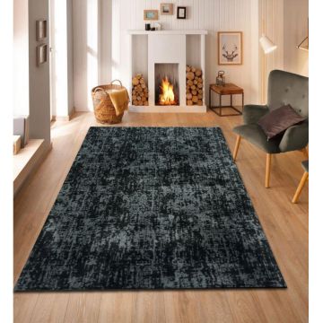 Covor de hol, Soft Plush Pattern, 100x300 cm, Poliester, Gri inchis