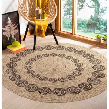 Covor, 08868A, 160x160 cm, Polipropilena, Negru / Crem Covor, 08868A, 160x160 cm, Polipropilena, Negru / Crem