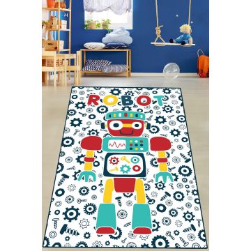 Covor de Copii Robot, Multicolor, 150x80 cm