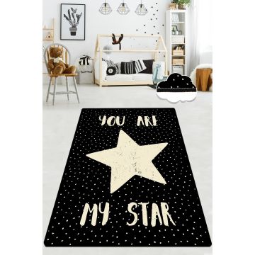 Covor de Copii You Are My Star, Negru, 140x80 cm
