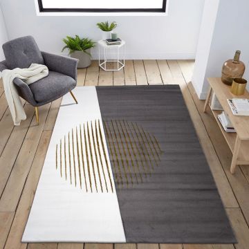 Covor, 2657A, 80x300 cm, Polipropilena, Aur / nurcă / alb Covor, 2657A, 80x300 cm, Polipropilena, Aur / nurcă / alb