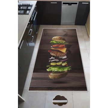 Covor de Bucatarie Hamburger Lavabil, Antiderepant, Multicolor, 150 x 80 cm