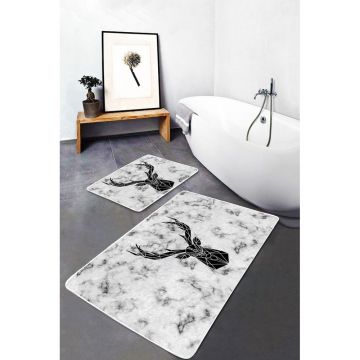 Covorașe de baie negre-albe 2 buc. 60x100 cm – Mila Home