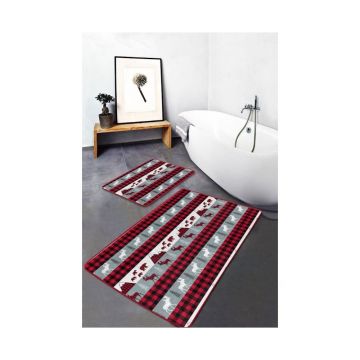 Covorașe de baie roșu/gri 2 buc. 60x100 cm – Mila Home