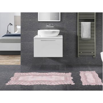 Set covorase de baie 2 piese, Alanur Home, 21016115PU, Poliester, Roz pudra