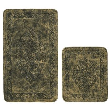 Set covorase de baie 2 piese, Alanur Home, COTTONKT000179, Bumbac, Verde