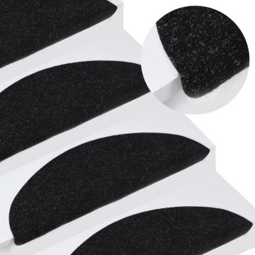vidaXL Covorașe de scări autoadezive, 10 buc., negru, 65x22,5x3,5 cm