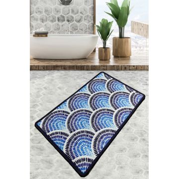 Covoras de baie, L'essentiel Maison, Azul, 70x120 cm, Poliester, Multicolor