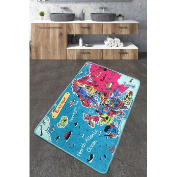 Covoras de baie, L'essentiel Maison, Carta, 70x120 cm, Poliester, Multicolor