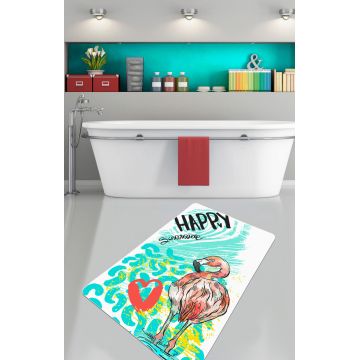 Covoras de baie, L'essentiel Maison, Happy Flamingo (70 x 120), 70x120 cm, Poliester, Multicolor