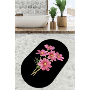 Covoras de baie, L'essentiel Maison, Sitivo Djt, 70x120 cm, Negru / Roz / Verde