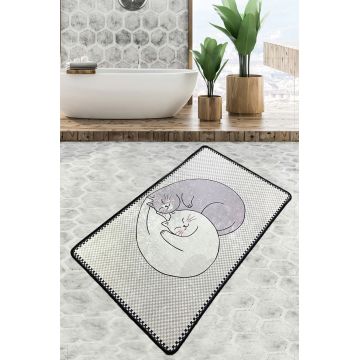 Covoras de baie, L'essentiel Maison, Katt, 70x120 cm, Poliester, Multicolor