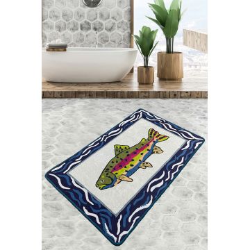 Covoras de baie, L'essentiel Maison, Pescado, 70x120 cm, Multicolor