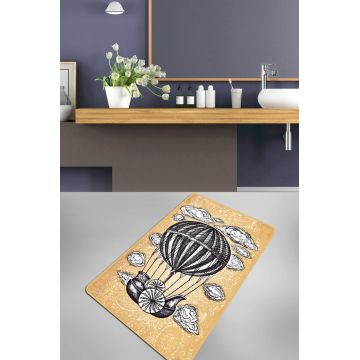 Covoras de baie, L'essentiel Maison, Propeller (80 x 100), 80x100 cm, Galben / Negru / Alb