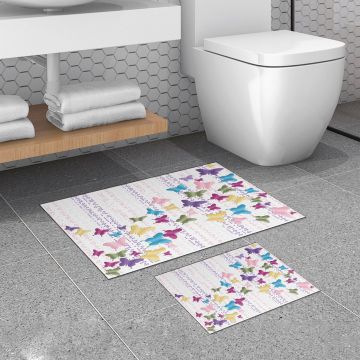 Set covorase de baie 2 piese, Alanur Home, 510622, Poliester, Multicolor