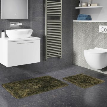 Set covorase de baie 2 piese, Alanur Home, COTTONKT000187, Bumbac, Verde Set covorase de baie 2 piese, Alanur Home, COTTONKT000187, Bumbac, Verde