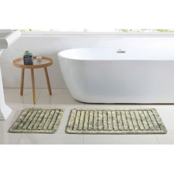 Set covorase de baie 2 piese, Alanur Home, COTTONKT000204, Bumbac, Verde