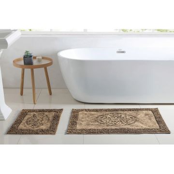 Set covorase de baie 2 piese, Alanur Home, COTTONKT000209, Bumbac, Maro