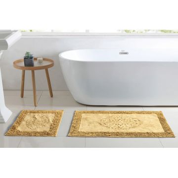 Set covorase de baie 2 piese, Alanur Home, COTTONKT000212, Bumbac, Galben mustar