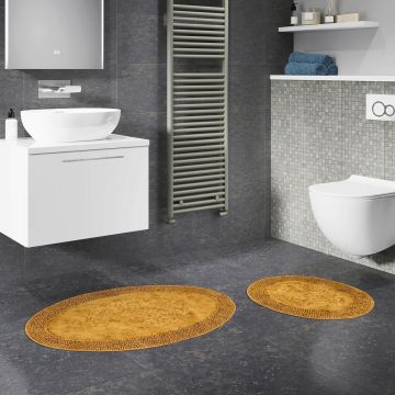 Set covorase de baie 2 piese, Alanur Home, COTTONKT000218, Bumbac, Galben mustar Set covorase de baie 2 piese, Alanur Home, COTTONKT000218, Bumbac, Galben mustar