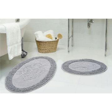 Set covorase de baie 2 piese, Alanur Home, COTTONKT000418, Bumbac, Gri