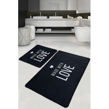 Set covorase de baie 2 piese, Chilai, Con Amore Djt, Poliester, Multicolor