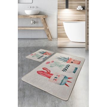 Set covorase de baie, L'essentiel Maison, Happy Cactus, Multicolor
