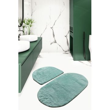 Set covorase de baie 2 piese, Chilai Home by Alessia, Colors of Oval, Acril, Verde menta