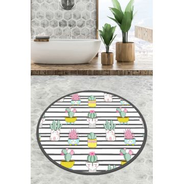 Covoras de baie, L'essentiel Maison, Catinus Cactus Circle Djt 100, Multicolor
