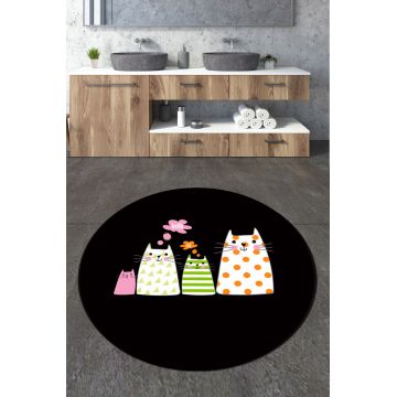 Covoras de baie, Chilai, Four Cats Circle Djt 120, Poliester, Multicolor